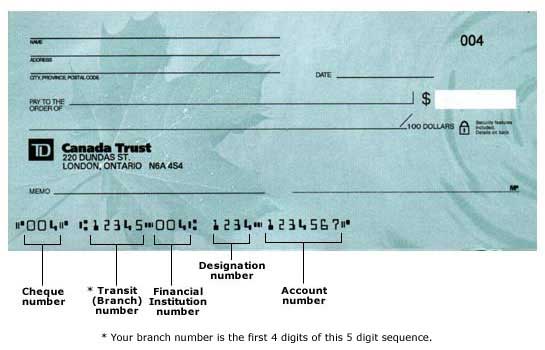 Canadian cheque example